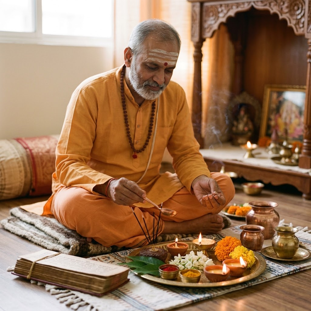 Pandit performing puja ritual